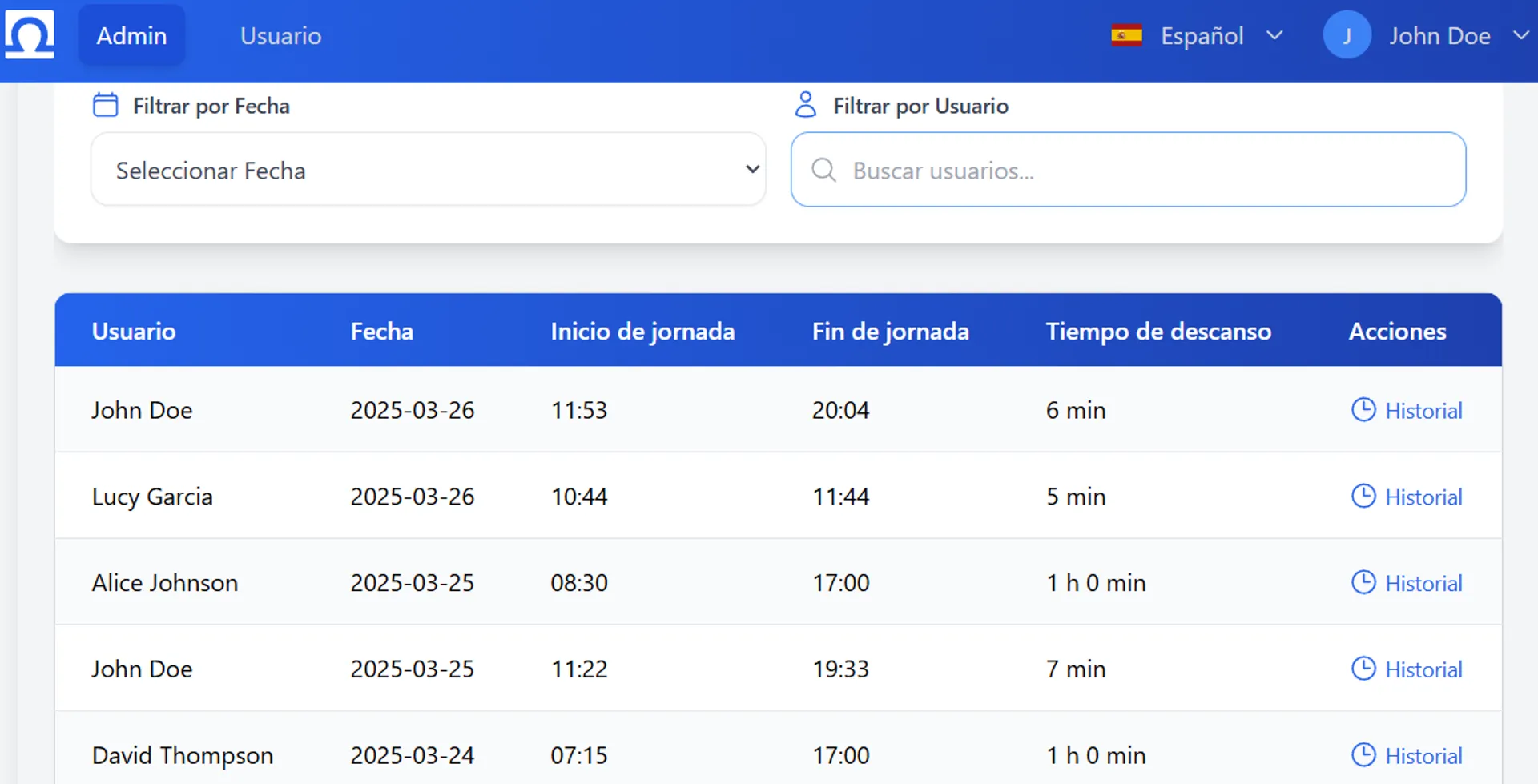 Control de tiempo y asistencia