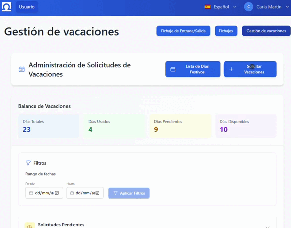 Gestión de vacaciones
